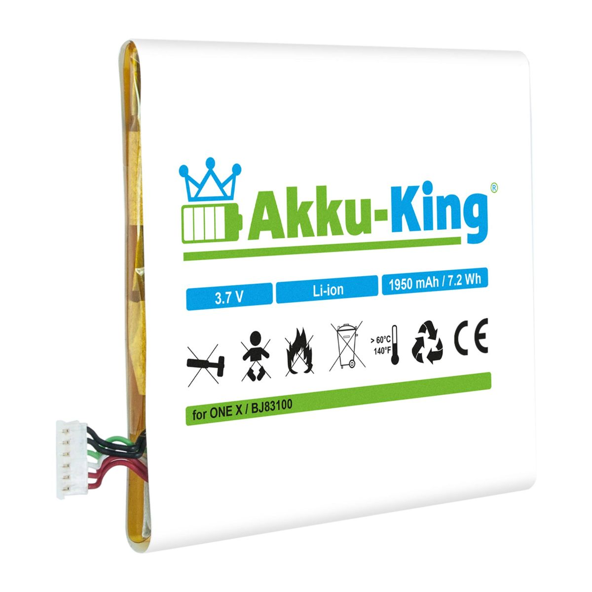 AKKU-KING Akku 1950mAh Handy-Akku, Volt, kompatibel 3.7 BJ83100 Li-Ion HTC mit