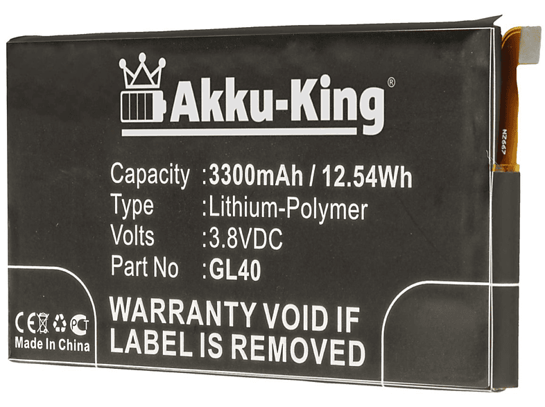AKKU-KING Akku kompatibel mit Motorola GL40 Li-Polymer Handy-Akku, 3.8 Volt, 3300mAh