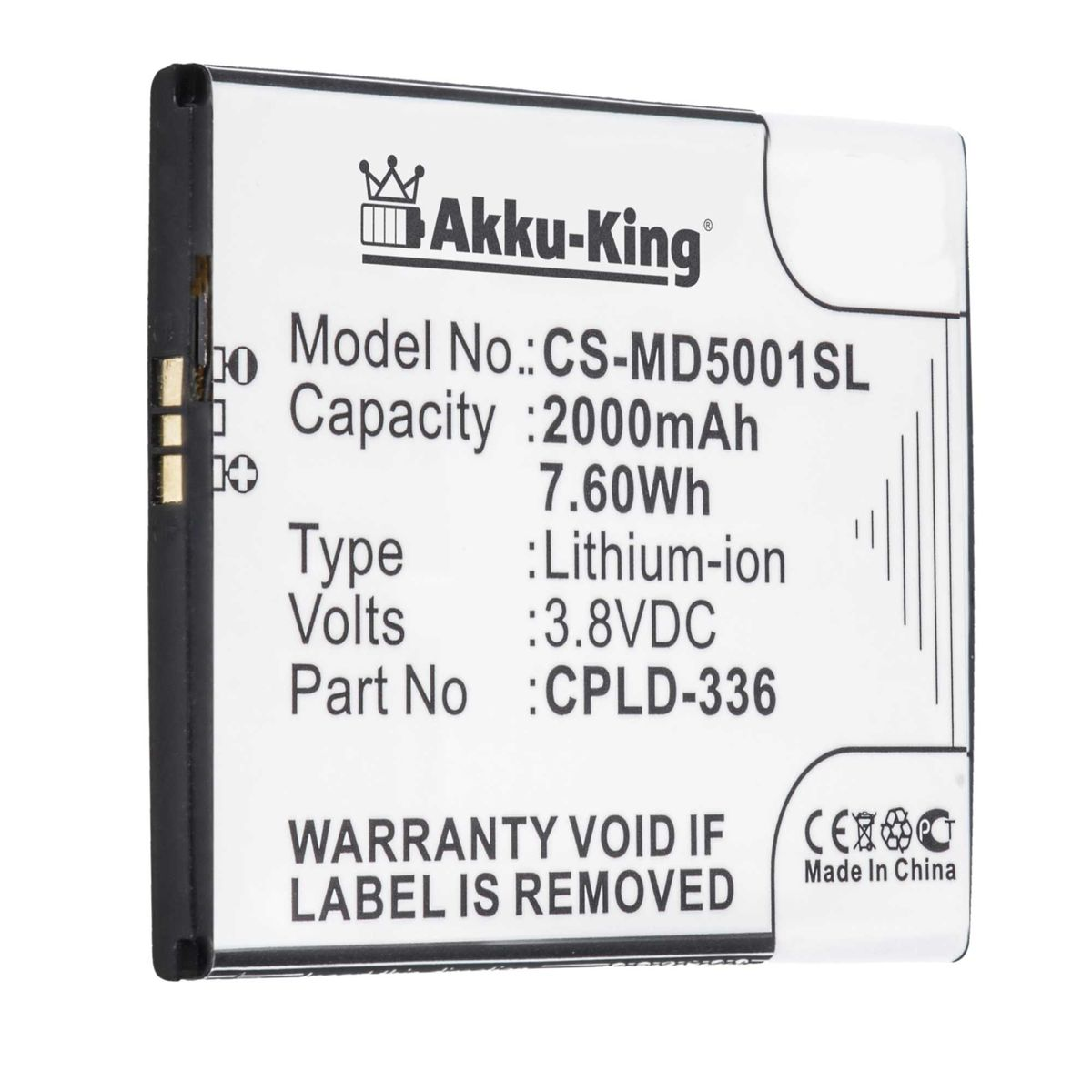 Handy-Akku, AKKU-KING Akku Medion mit 2000mAh 3.8 Li-Polymer Volt, CPLD-336 kompatibel