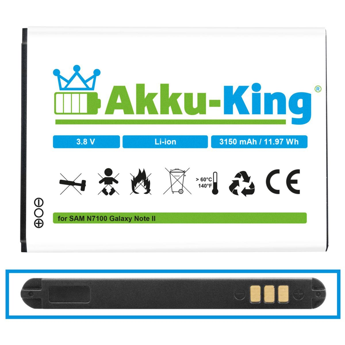 AKKU-KING Akku kompatibel 3150mAh Li-Ion Samsung Handy-Akku, Volt, EB595675LU 3.8 mit