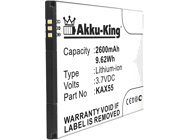 AKKU-KING Akku kompatibel mit Kazam KAX55 Li-Ion Handy-Akku, 3.7 Volt, 2600mAh