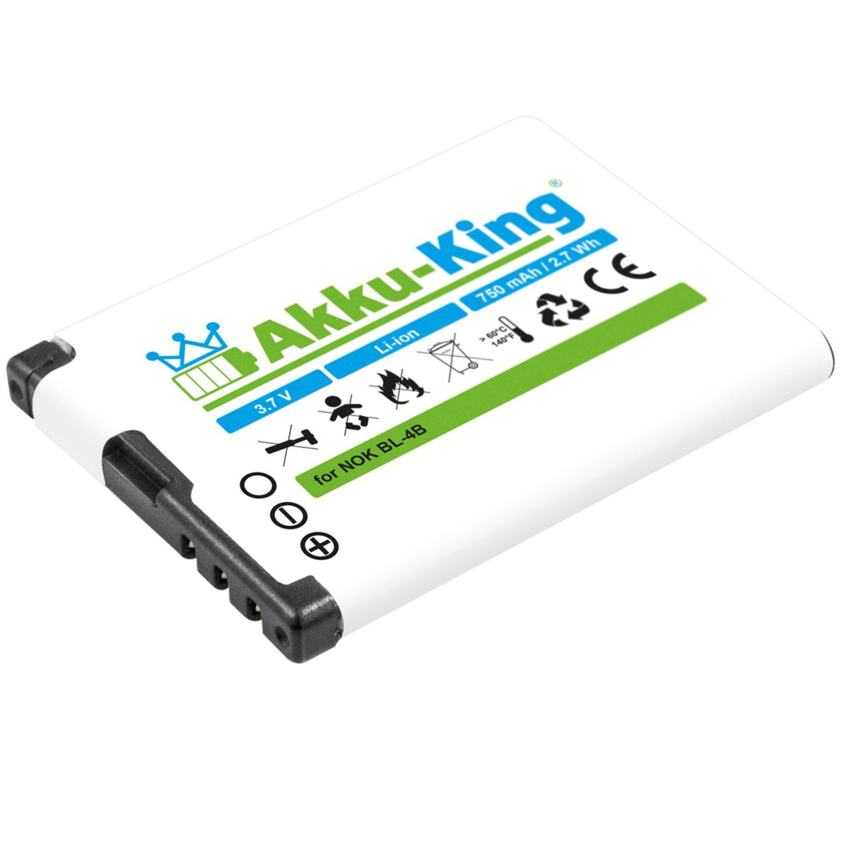AKKU-KING Akku kompatibel mit Li-Ion Volt, Handy-Akku, 850mAh 3.7 BL-4B Nokia