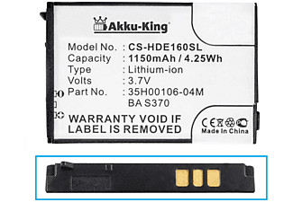 AKKU-KING Akku kompatibel mit HTC BA S370 Li-Ion Handy-Akku, 3.7 Volt, 1150mAh