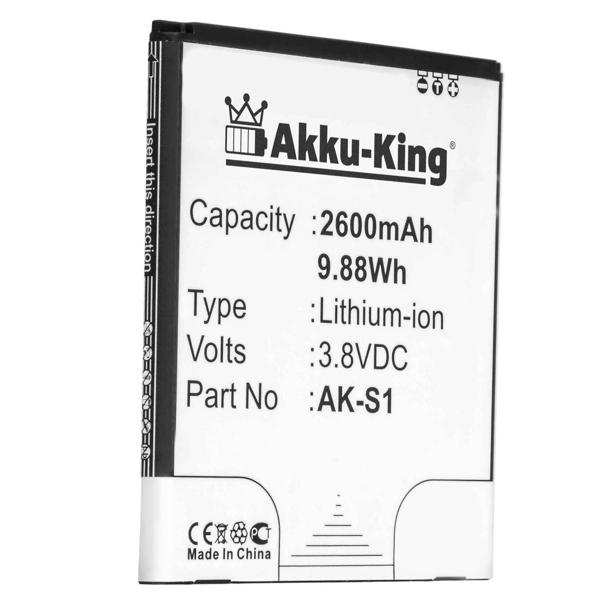 AKKU-KING Akku AK-S1 Li-Ion Emporia 2600mAh 3.8 mit Volt, kompatibel Handy-Akku