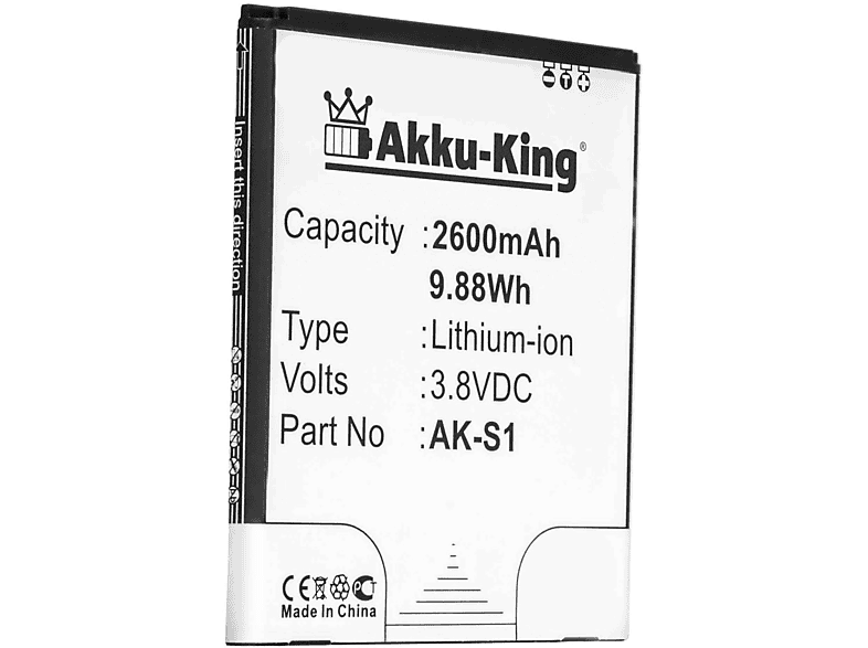 AKKU-KING Akku kompatibel mit Emporia AK-S1 Li-Ion Handy-Akku, 3.8 Volt, 2600mAh