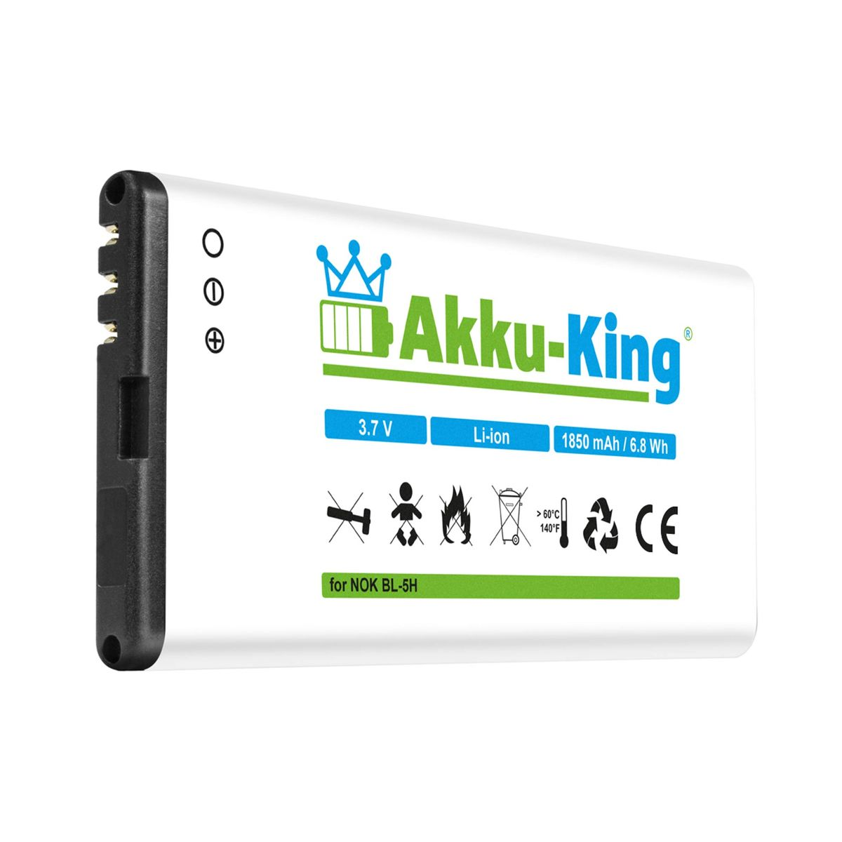 3.7 Li-Ion mit Akku 1850mAh BL-5H kompatibel Handy-Akku, AKKU-KING Volt, Nokia