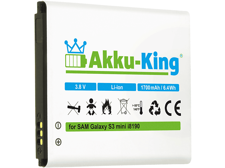 Handy-Akku, Li-Ion mit Akku Volt, Samsung 1700mAh 3.8 kompatibel EB-425161LU AKKU-KING