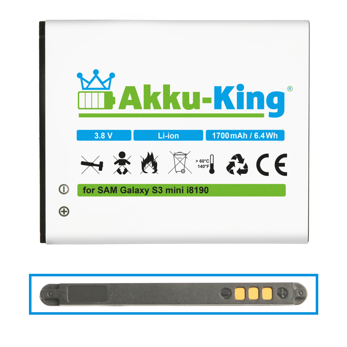AKKU-KING Akku mit 1700mAh Handy-Akku, 3.8 EB-425161LU Li-Ion Samsung kompatibel Volt