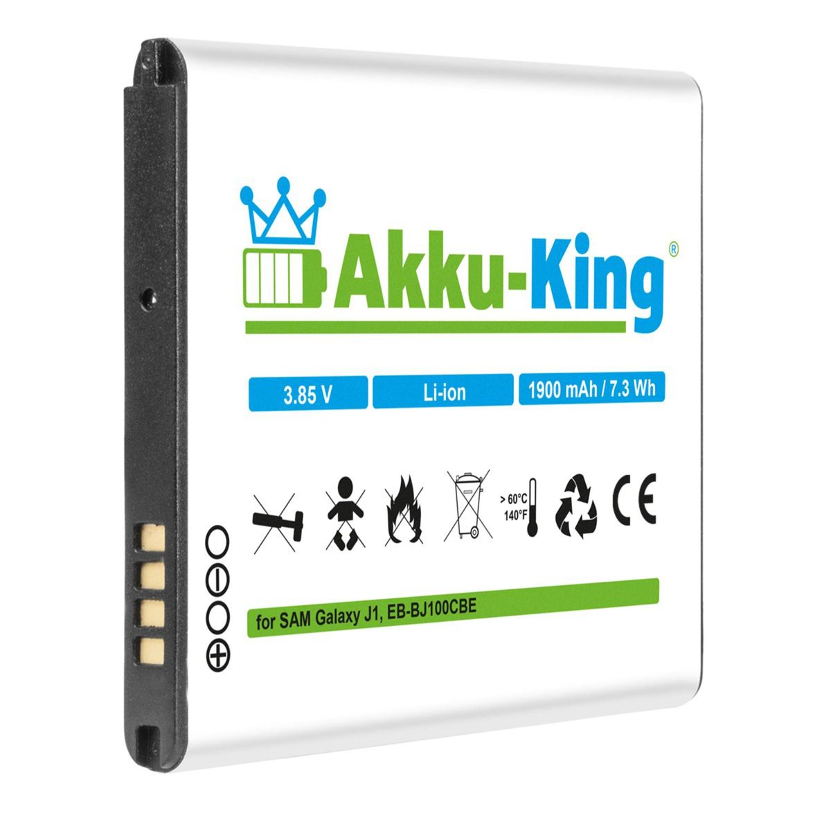 Volt, kompatibel AKKU-KING Samsung Akku 1900mAh EB-BJ100CBE Handy-Akku, mit Li-Ion 3.7