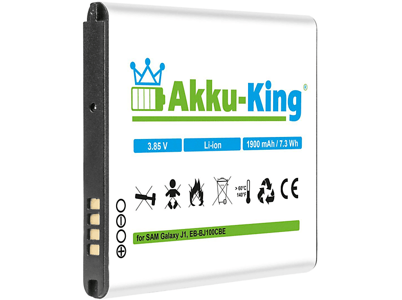 AKKU-KING Akku kompatibel mit Samsung EB-BJ100CBE Li-Ion Handy-Akku, 3.7 Volt, 1900mAh