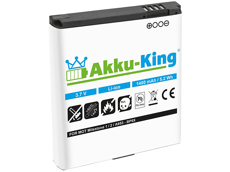 AKKU-KING Akku 3.7 mit Motorola Volt, Handy-Akku, 1400mAh BP6X Li-Ion kompatibel
