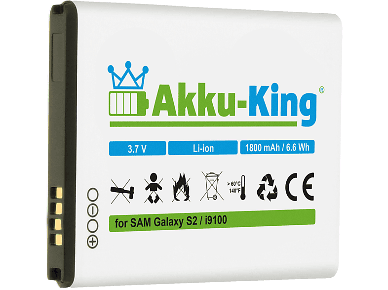 3.7 Li-Ion kompatibel Handy-Akku, Volt, AKKU-KING 1800mAh Akku EB-F1A2GBU Samsung mit