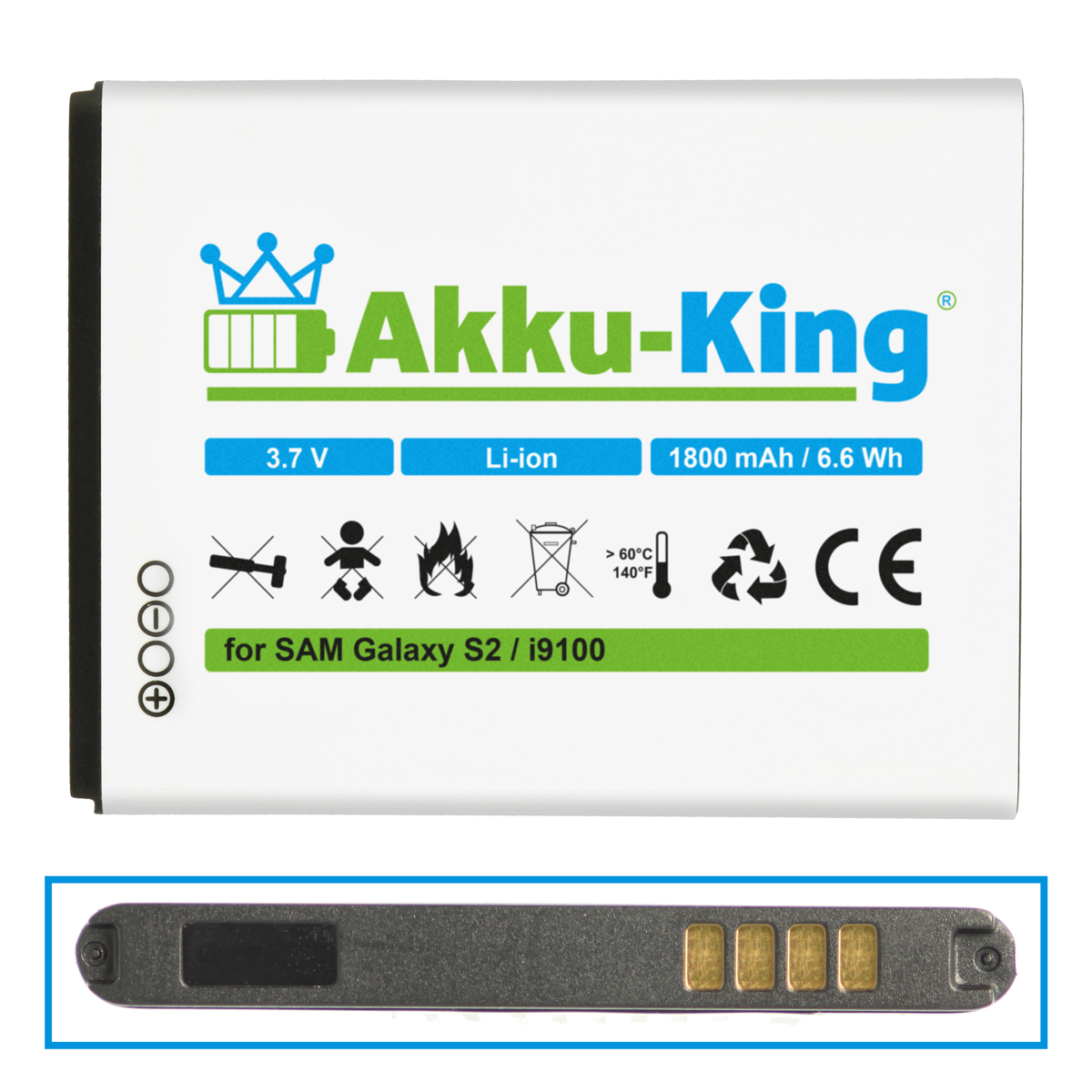 Akku EB-F1A2G 1800mAh kompatibel Li-Ion Kamera-Akku, Volt, Samsung AKKU-KING mit 3.7