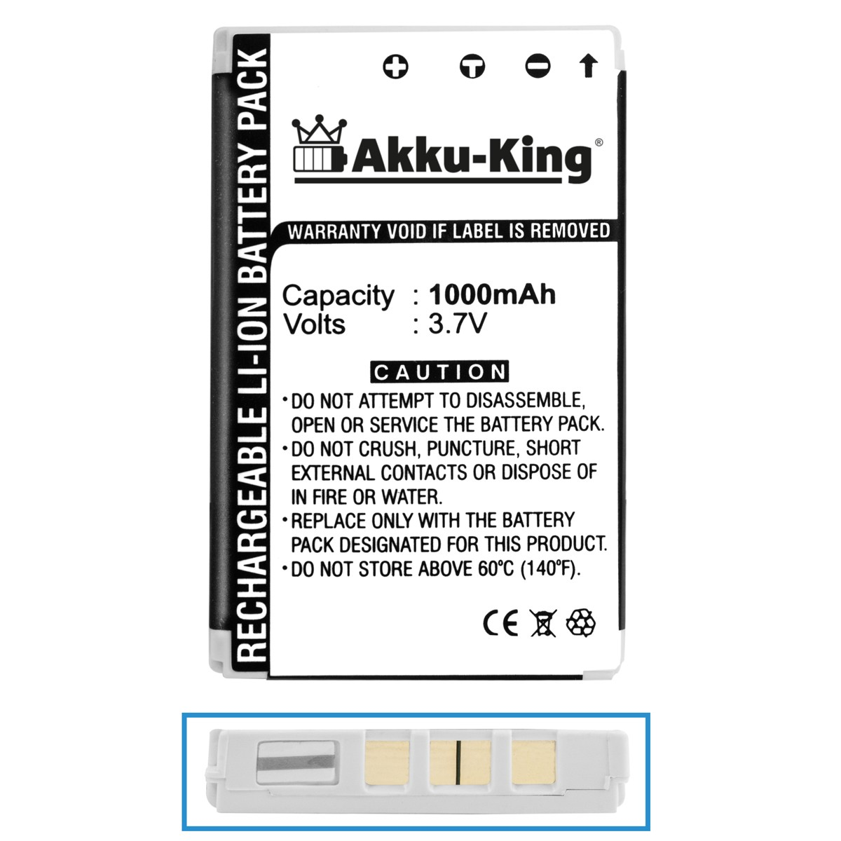 300-203712001 kompatibel Handy-Akku, 1000mAh Volt, AKKU-KING Holux mit Li-Ion Akku 3.7