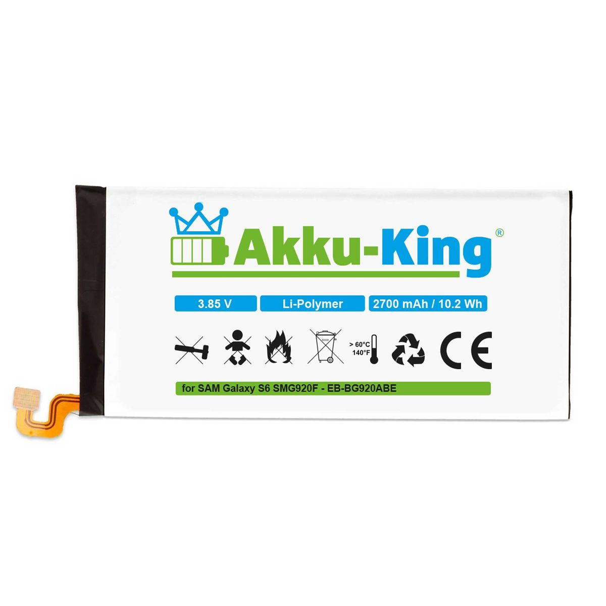 AKKU-KING Volt, Handy-Akku, 2700mAh kompatibel 3.85 Samsung mit Akku Li-Polymer EB-BG920ABE