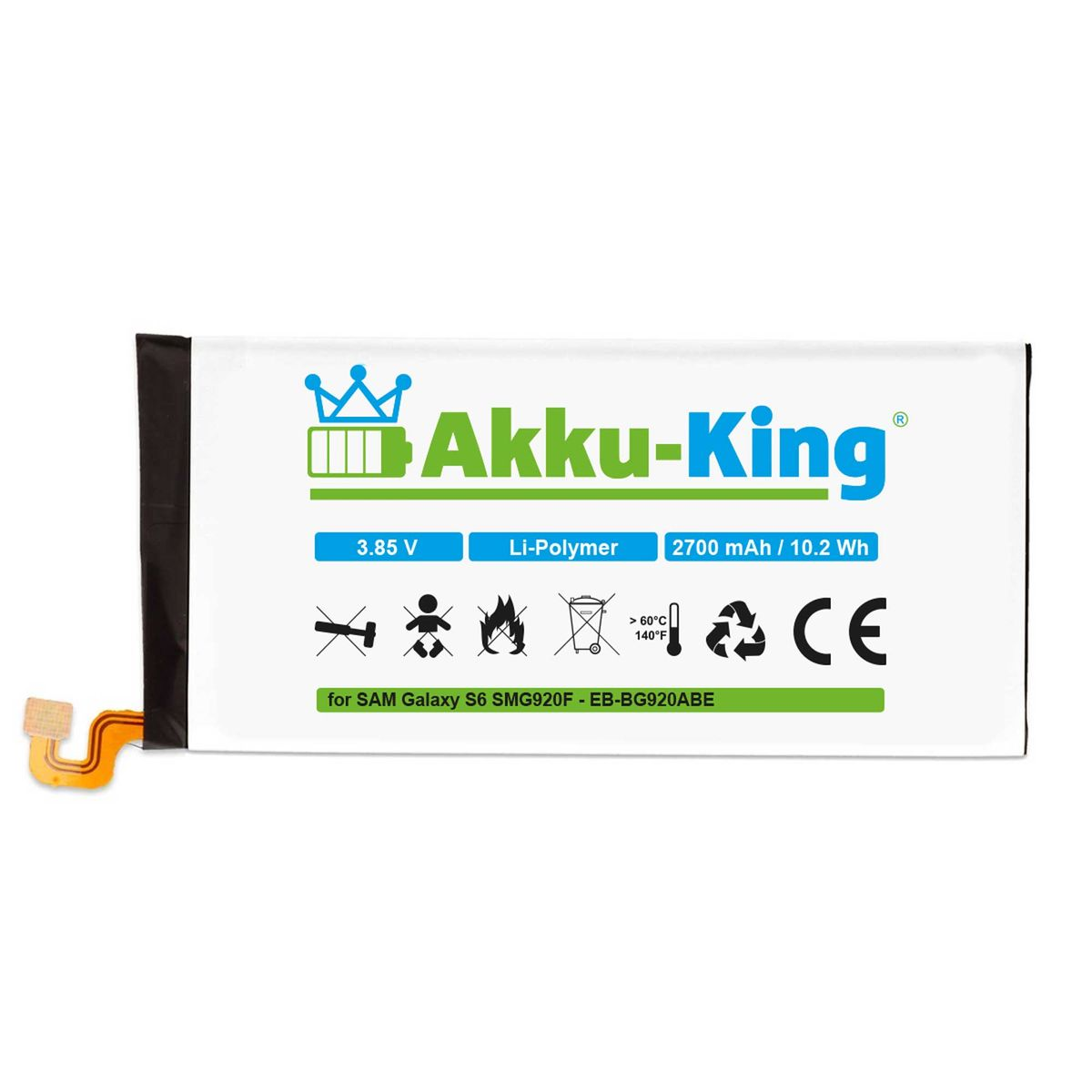 3.85 2700mAh Volt, mit AKKU-KING Samsung Li-Polymer EB-BG920ABE Handy-Akku, kompatibel Akku