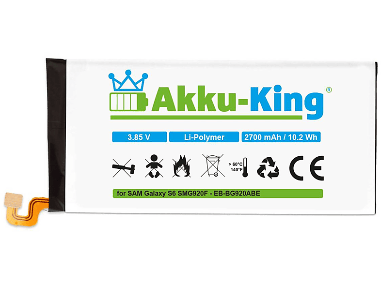 AKKU-KING Akku kompatibel mit Samsung EB-BG920ABE Li-Polymer Handy-Akku, 3.85 Volt, 2700mAh