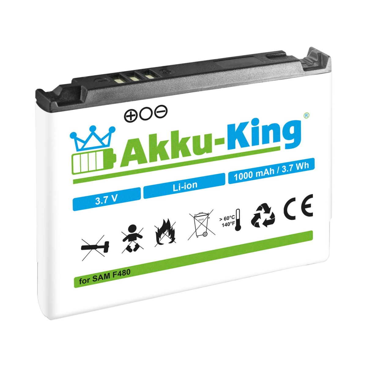 AKKU-KING Akku 1000mAh mit AB553446CE Handy-Akku, kompatibel 3.7 Volt, Samsung Li-Ion