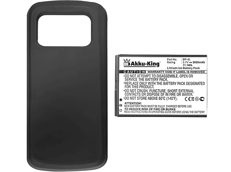 BP-4L Nokia Volt, 3.7 mit Li-Ion 3000mAh Akku kompatibel AKKU-KING Handy-Akku,