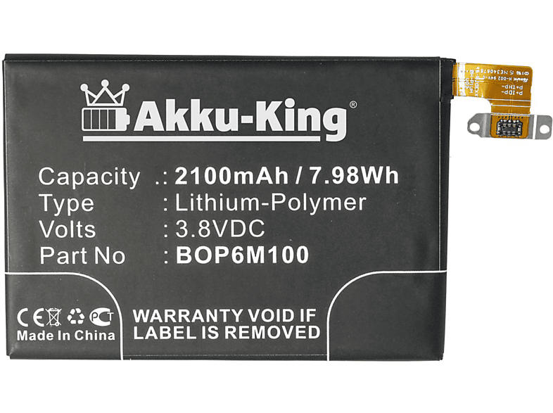 3.8 2100mAh Akku AKKU-KING mit Li-Polymer Volt, HTC Handy-Akku, kompatibel 35H00216-00M