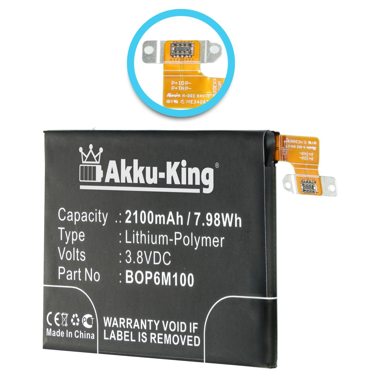 3.8 2100mAh Akku AKKU-KING mit Li-Polymer Volt, HTC Handy-Akku, kompatibel 35H00216-00M