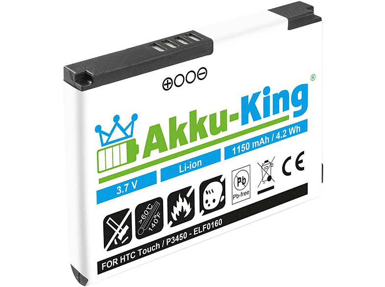 Akku Volt, BA mit AKKU-KING 1150mAh Li-Ion kompatibel S230 Handy-Akku, HTC 3.7