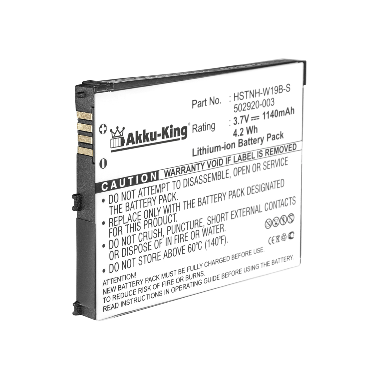 HP 3.7 Akku kompatibel 1140mAh Li-Ion Volt, mit Handy-Akku, AKKU-KING 490165-001