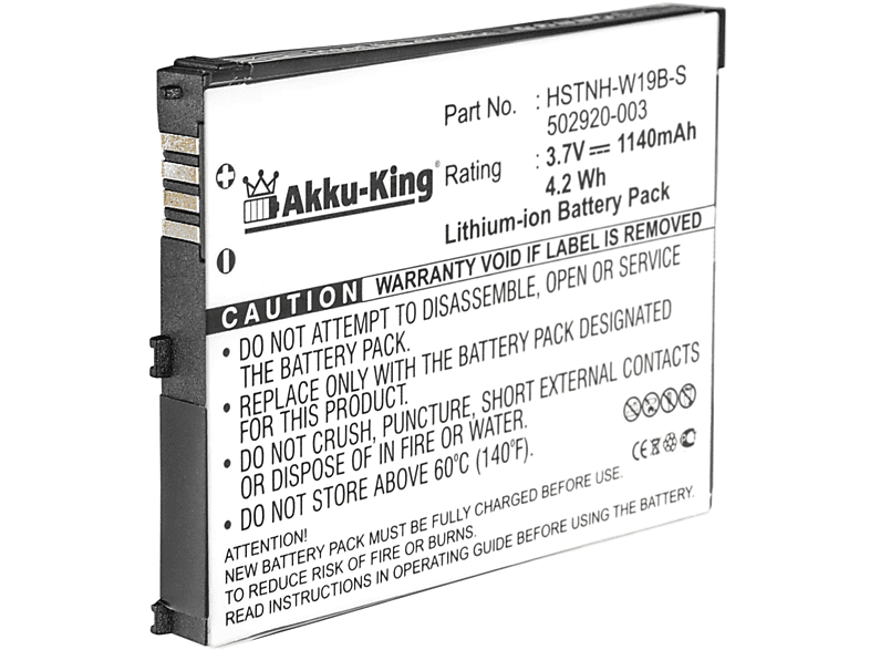 HP 3.7 Akku kompatibel 1140mAh Li-Ion Volt, mit Handy-Akku, AKKU-KING 490165-001