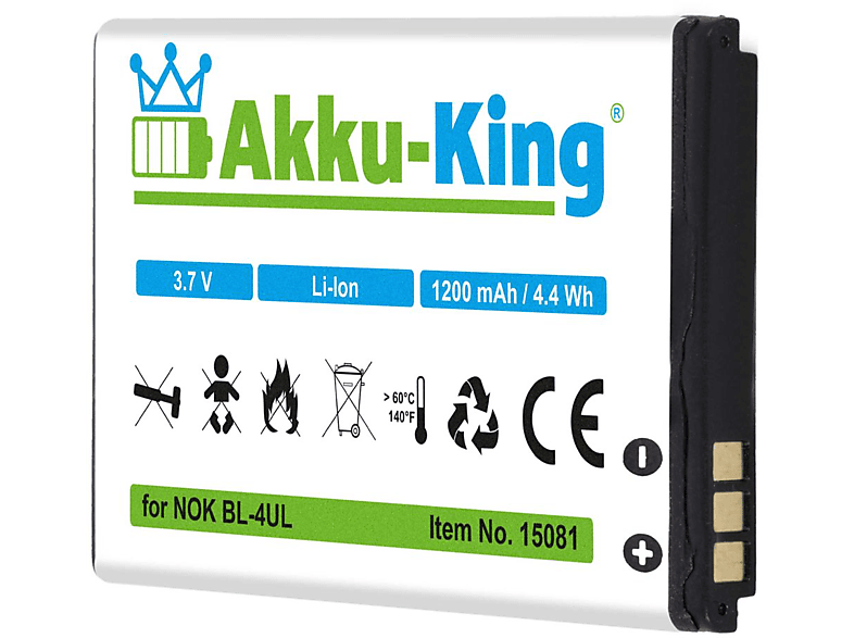 AKKU-KING Akku kompatibel mit Nokia BL-4UL Li-Ion Handy-Akku, 3.7 Volt, 1200mAh