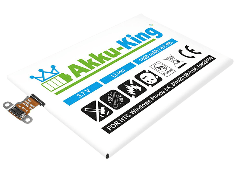 AKKU-KING Akku kompatibel mit HTC 35H00199-01M Li-Ion Handy-Akku, 3.7 Volt, 1800mAh