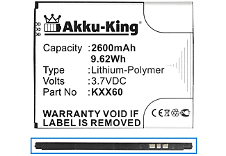 AKKU-KING Akku kompatibel mit Kazam KXX60 Li-Polymer Handy-Akku, 3.7 Volt, 2600mAh