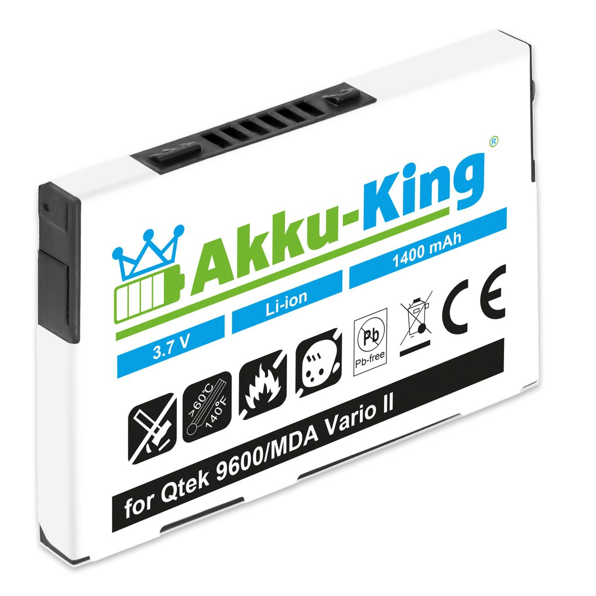 1400mAh 3.7 Qtek Handy-Akku, Li-Ion Akku HTABB1 Volt, kompatibel mit AKKU-KING