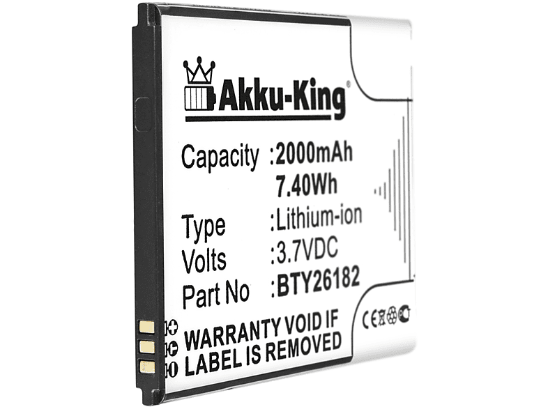 AKKU-KING Akku kompatibel mit Mobistel BTY26182 Li-Ion Handy-Akku, 3.7 Volt, 2000mAh