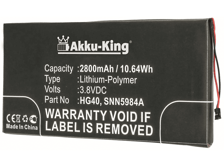 AKKU-KING Akku kompatibel mit Motorola HG40 Li-Polymer Handy-Akku, 3.8 Volt, 2800mAh