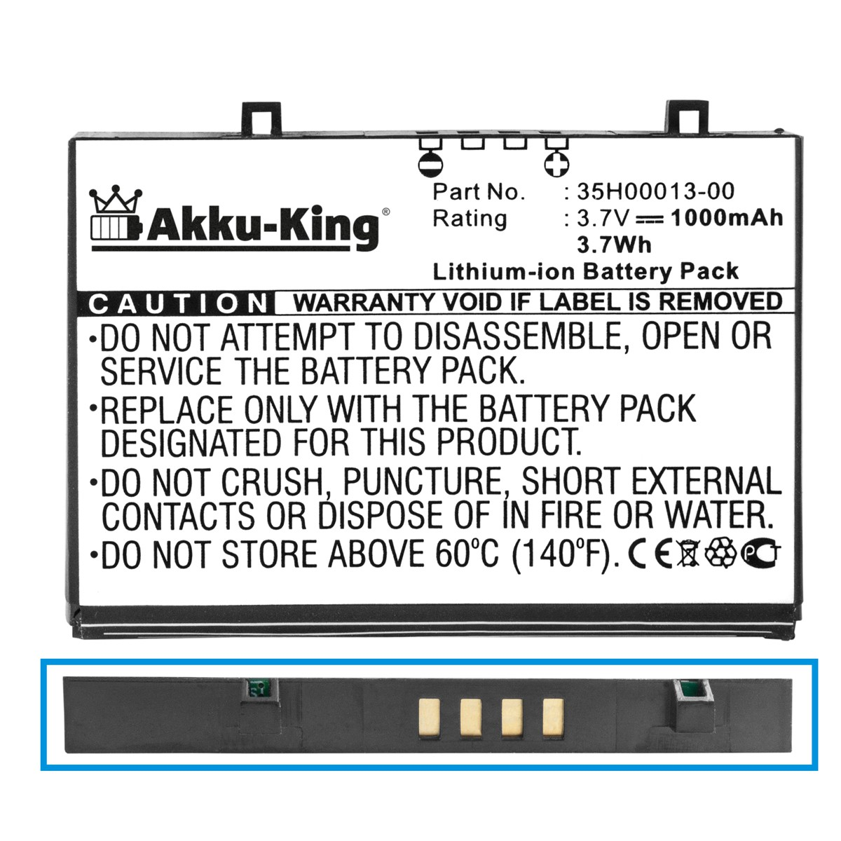 Akku 1000mAh kompatibel HP AKKU-KING 3.7 Handy-Akku, FA110A Volt, mit Li-Ion