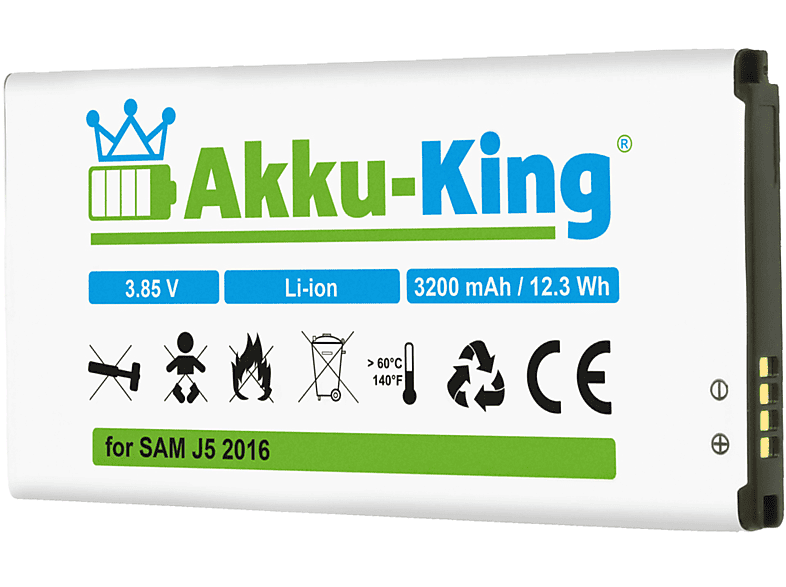 AKKU-KING Akku kompatibel mit Samsung EB-BJ510CBC Li-Ion Handy-Akku, 3.85 Volt, 3200mAh