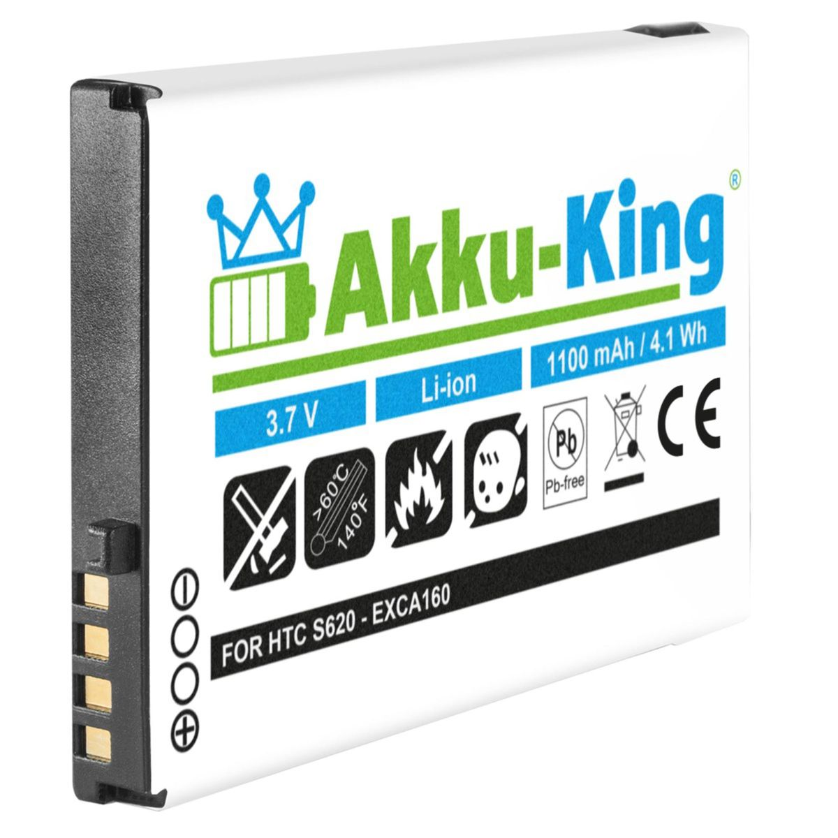 AKKU-KING Akku kompatibel mit Li-Ion HTC Volt, 3.7 Handy-Akku, 1100mAh S160 BA
