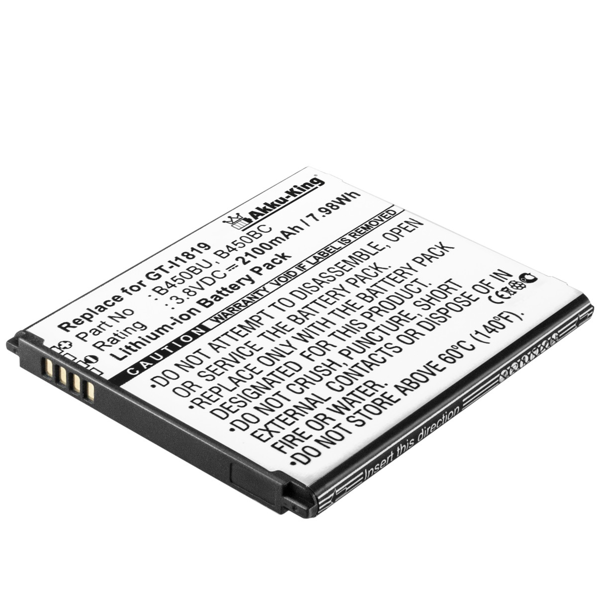 3.8 Volt, Samsung mit Akku kompatibel 2100mAh Handy-Akku, AKKU-KING B450BC Li-Ion