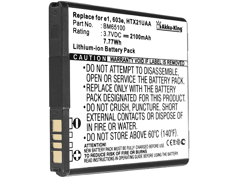 AKKU-KING Akku kompatibel mit HTC 35H00215-00M Li-Ion Handy-Akku, 3.7 Volt, 2100mAh