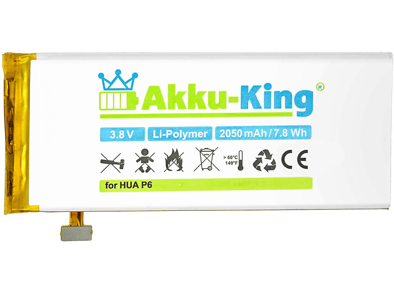 AKKU-KING Akku kompatibel mit Huawei HB3742A0E8C Li-Polymer Handy-Akku, 3.8 Volt, 2050mAh