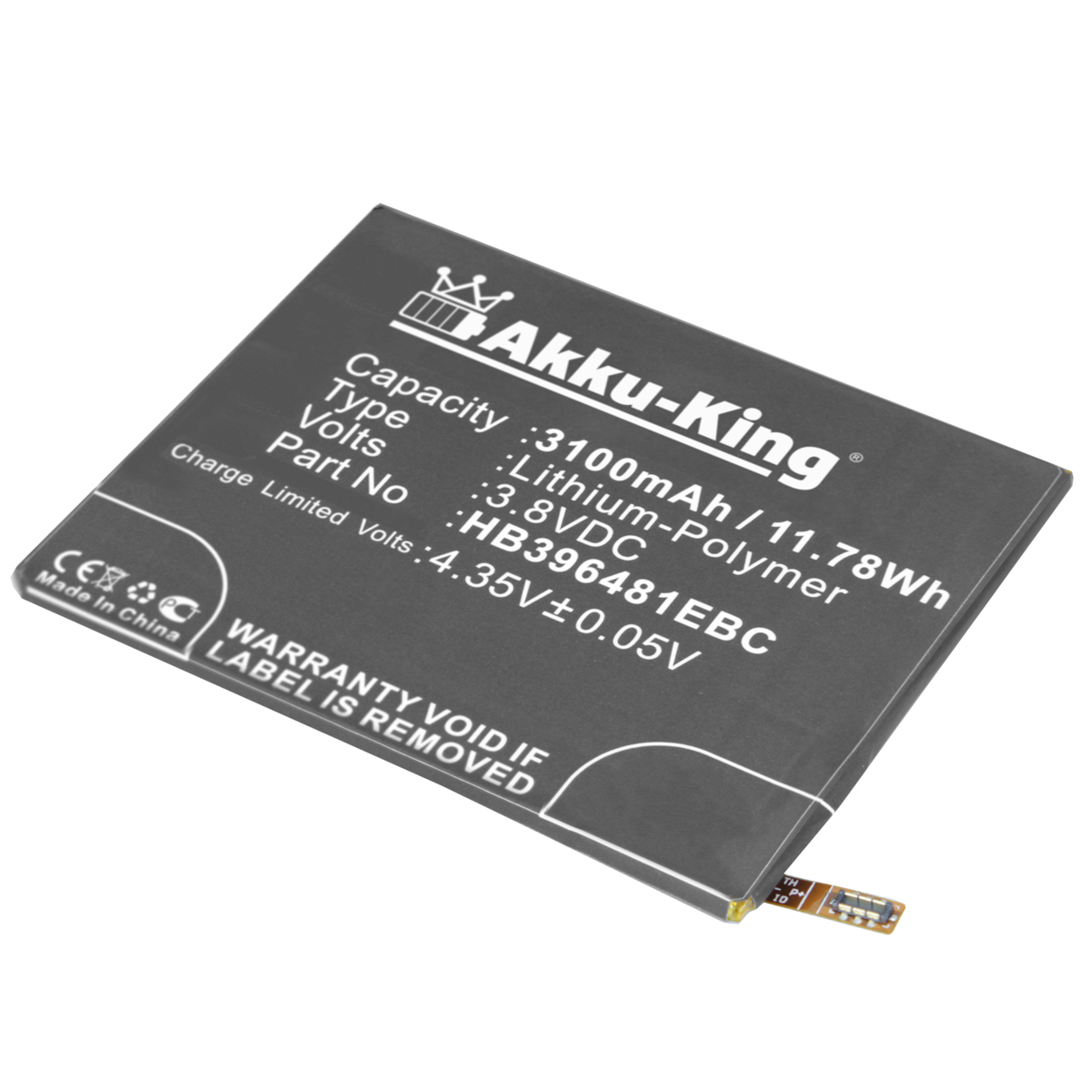 AKKU-KING Akku kompatibel mit 3.8 3100mAh Handy-Akku, Huawei HB396481EBC Li-Polymer Volt