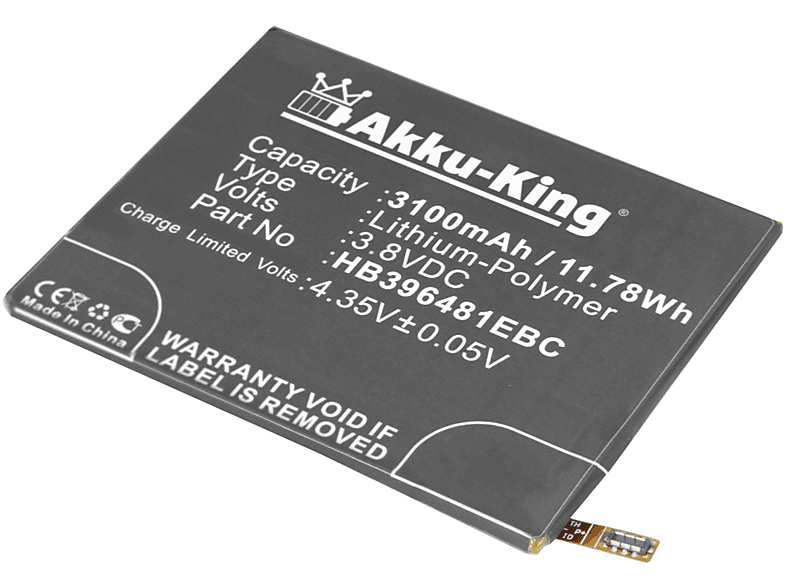 AKKU-KING Akku kompatibel mit Huawei HB396481EBC Li-Polymer Handy-Akku, 3.8 Volt, 3100mAh