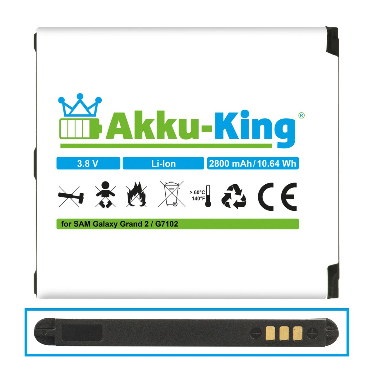 2800mAh EB665468LU Akku Li-Ion mit 3.8 AKKU-KING Volt, kompatibel Handy-Akku, Samsung