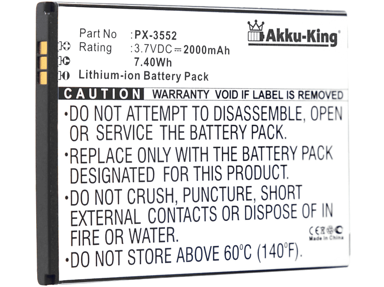 PX-3552 mit Akku Volt, 3.7 2000mAh Simvalley Handy-Akku, AKKU-KING Li-Ion kompatibel