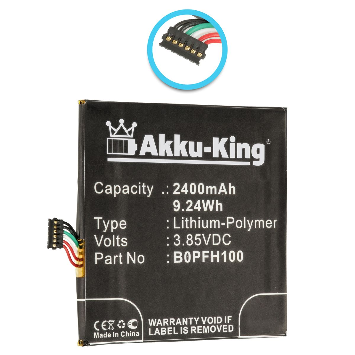 AKKU-KING Akku kompatibel mit HTC Li-Polymer Handy-Akku, 2400mAh Volt, 3.8 B0PFH100