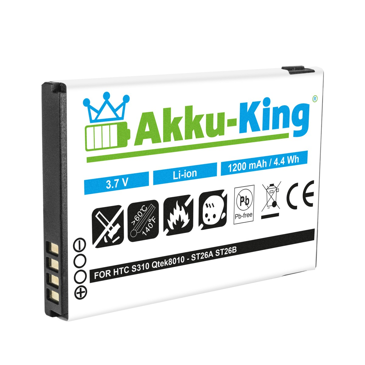AKKU-KING Akku kompatibel mit HTC Li-Ion 1200mAh ST26A Handy-Akku, 3.7 Volt