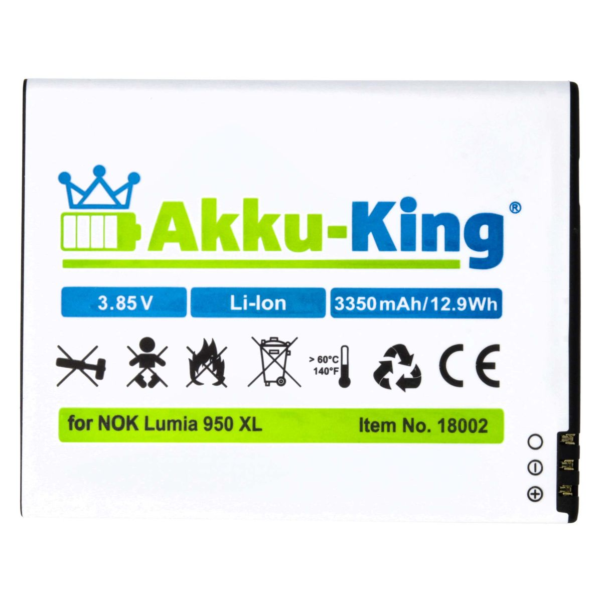 Nokia Volt, Li-Ion AKKU-KING kompatibel Akku 3350mAh BV-T4D mit Handy-Akku, 3.85