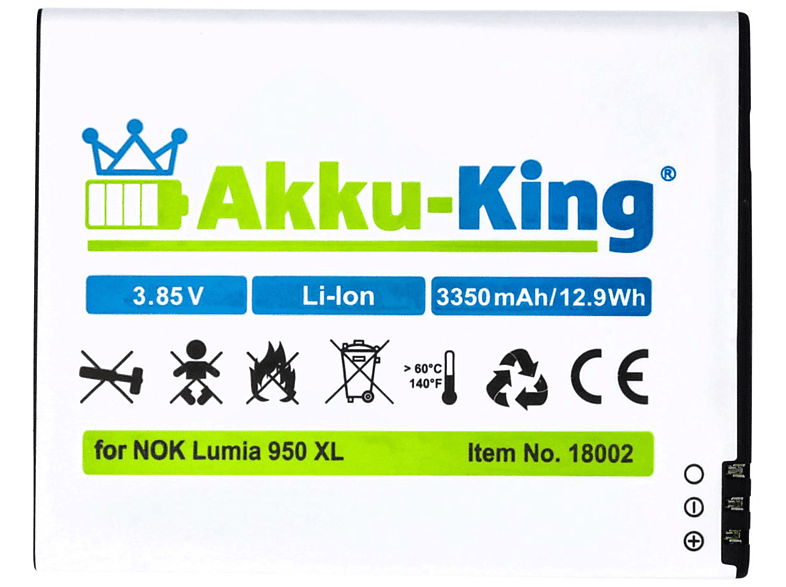 AKKU-KING Akku kompatibel mit Nokia BV-T4D Li-Ion Handy-Akku, 3.85 Volt, 3350mAh