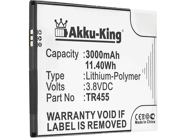 kompatibel Akku 3.8 mit Kazam Handy-Akku, 3000mAh TR455 Li-Polymer AKKU-KING Volt,