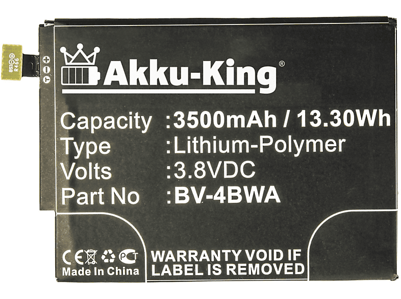 AKKU-KING Akku kompatibel mit Nokia BV-4BWA Li-Polymer Handy-Akku, 3.8 Volt, 3500mAh